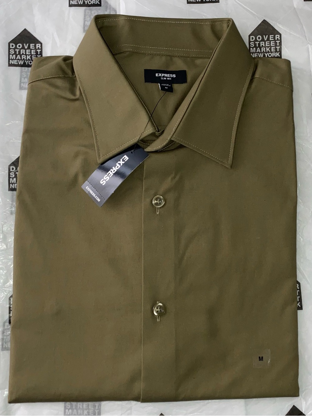 EXPRESS Slim Solid 1MX Dress Shirt -  Green - Medium BRAND NEW!